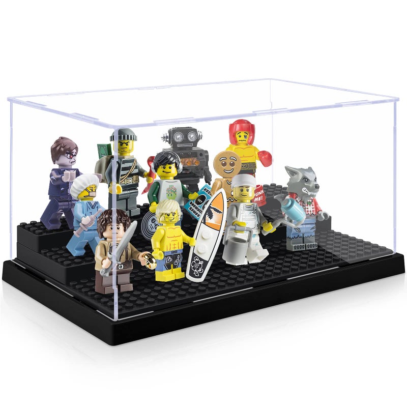 Mlikero Minifigure Display Case for Action Figures Blocks  Clear Dustproof Acrylic Display Box Storage with 3 Movable Steps Gifts for Children Black - Image 5